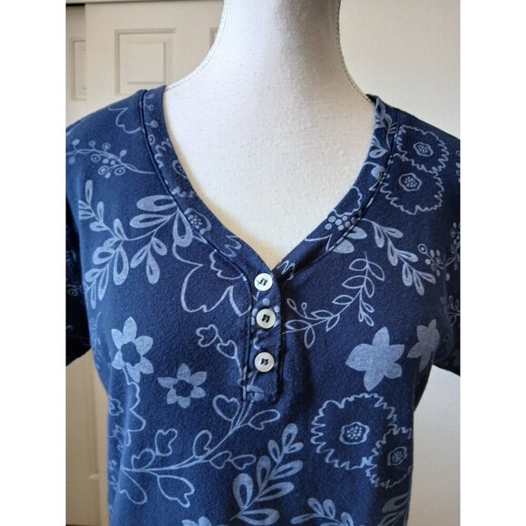 Fresh Produce Women’s Top Blouse  Small Blue Floral Print Short Sleeve - Picture 6 of 13